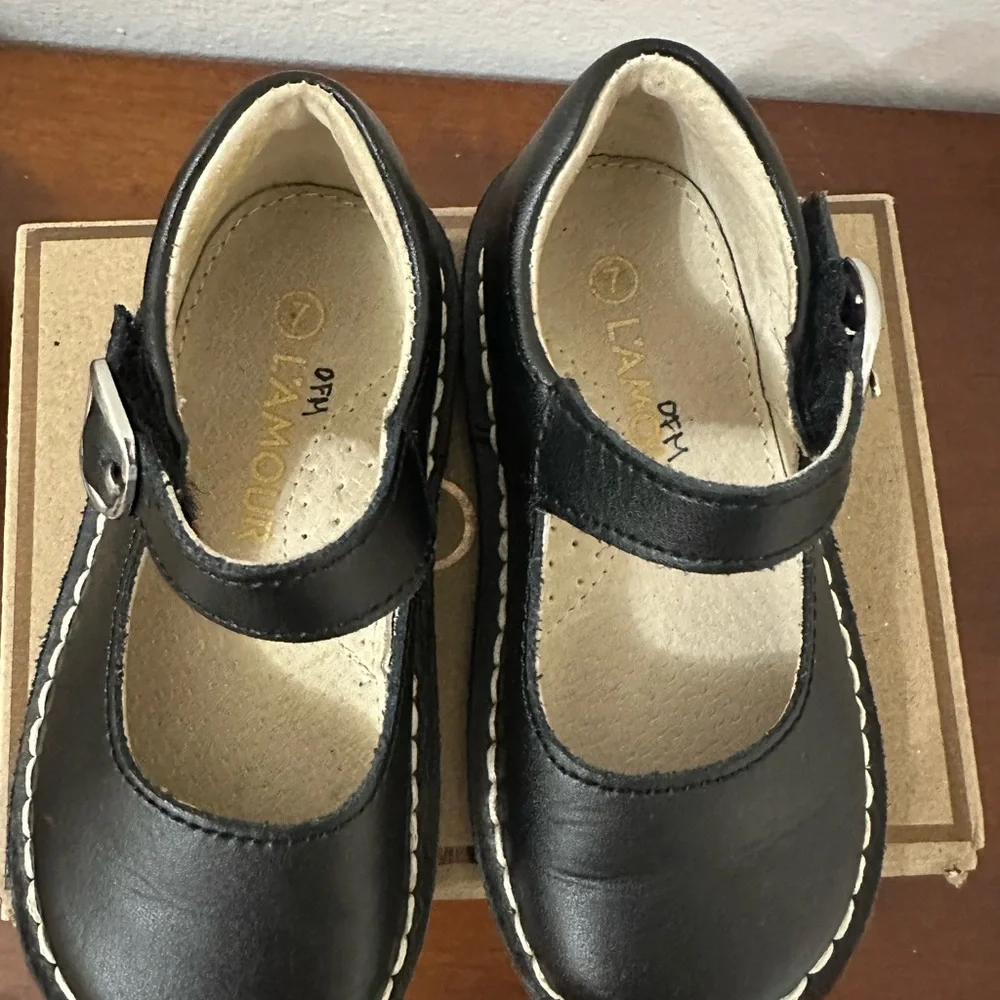 L'Amour Black Girls Mary Jane Dress Shoes with Buckle